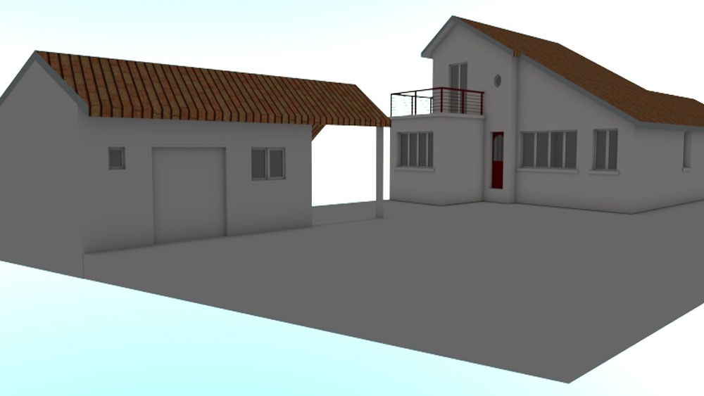 Construction d'un garage avec un appentis - Esquisse projet extension
